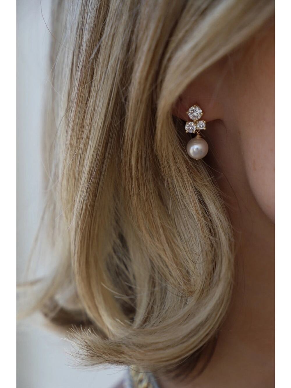 Golden Pearl Drop Earrings – Bridal Crystal Earrings Gift Box
